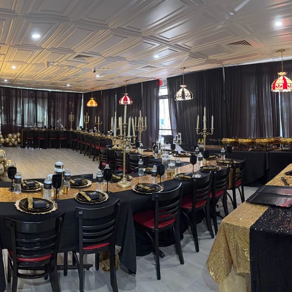 Full event hall set for a private celebration