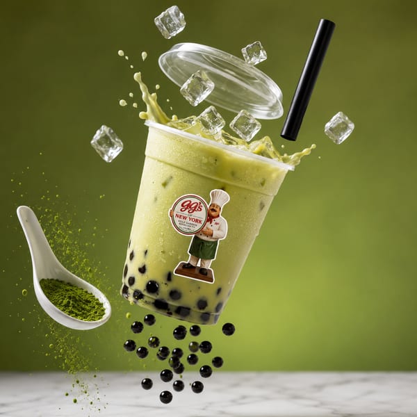 GG's iced matcha bubble tea.