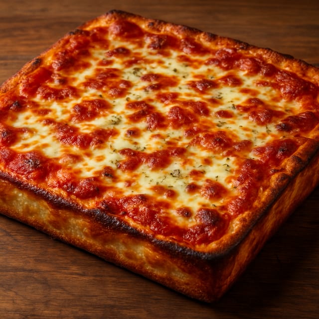 Thick Sicilian Pizza.